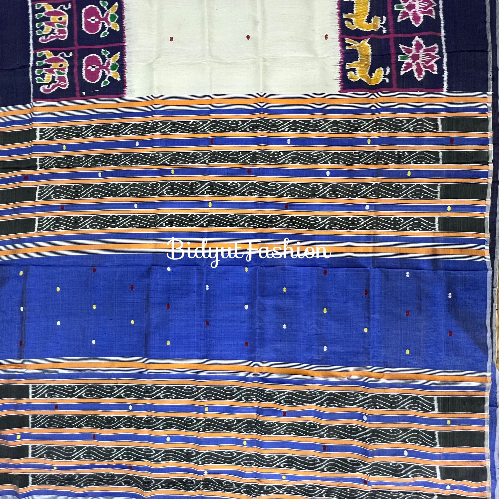 Exquisite White  Nabakothi | Nuapatna Ikat Khandua Sarees | Odisha Handloom Collection at Bidyut Fashion House - Bidyut Fashion