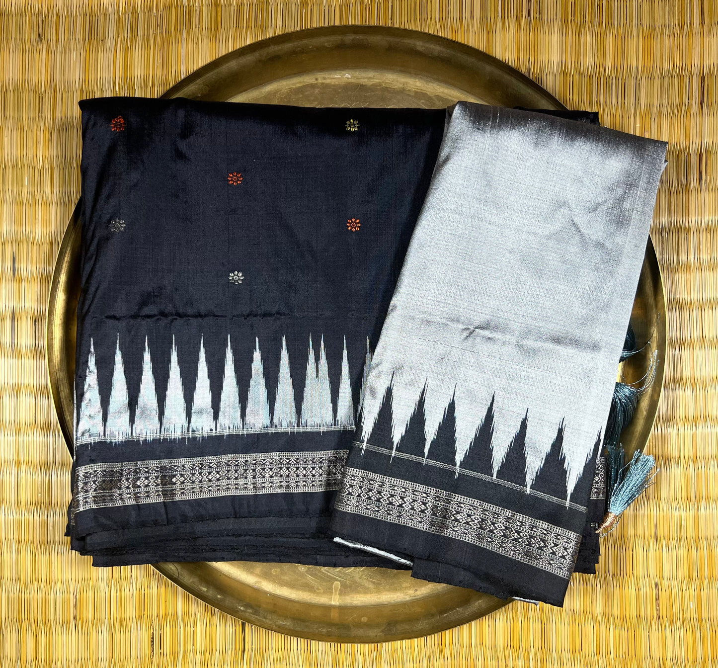 Handloom Bomkai Saree a sambalpuri Silk Handloom of Odisha | Black color - Bidyut Fashion