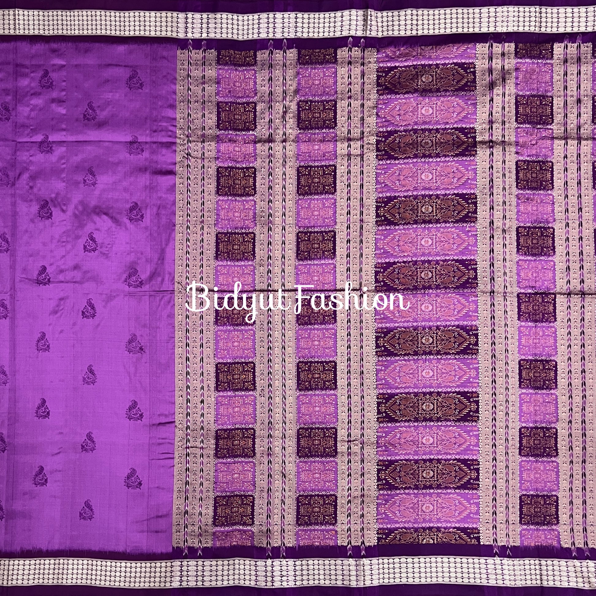 Purple color monochrome bomkai silk sari image 1