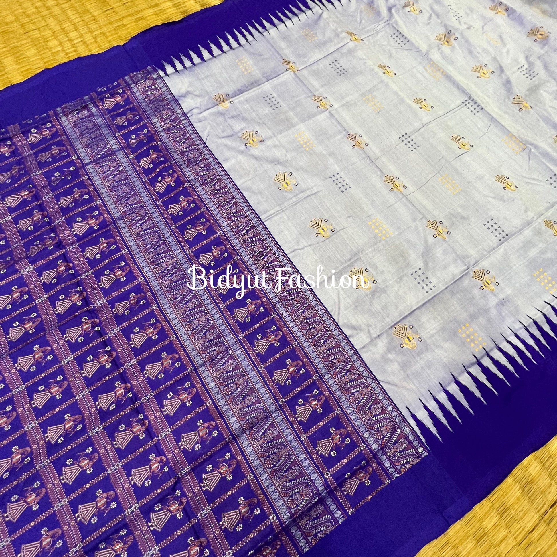 Odisha handloom Bomkai Silk Saree - lavendar color - Bidyut Fashion