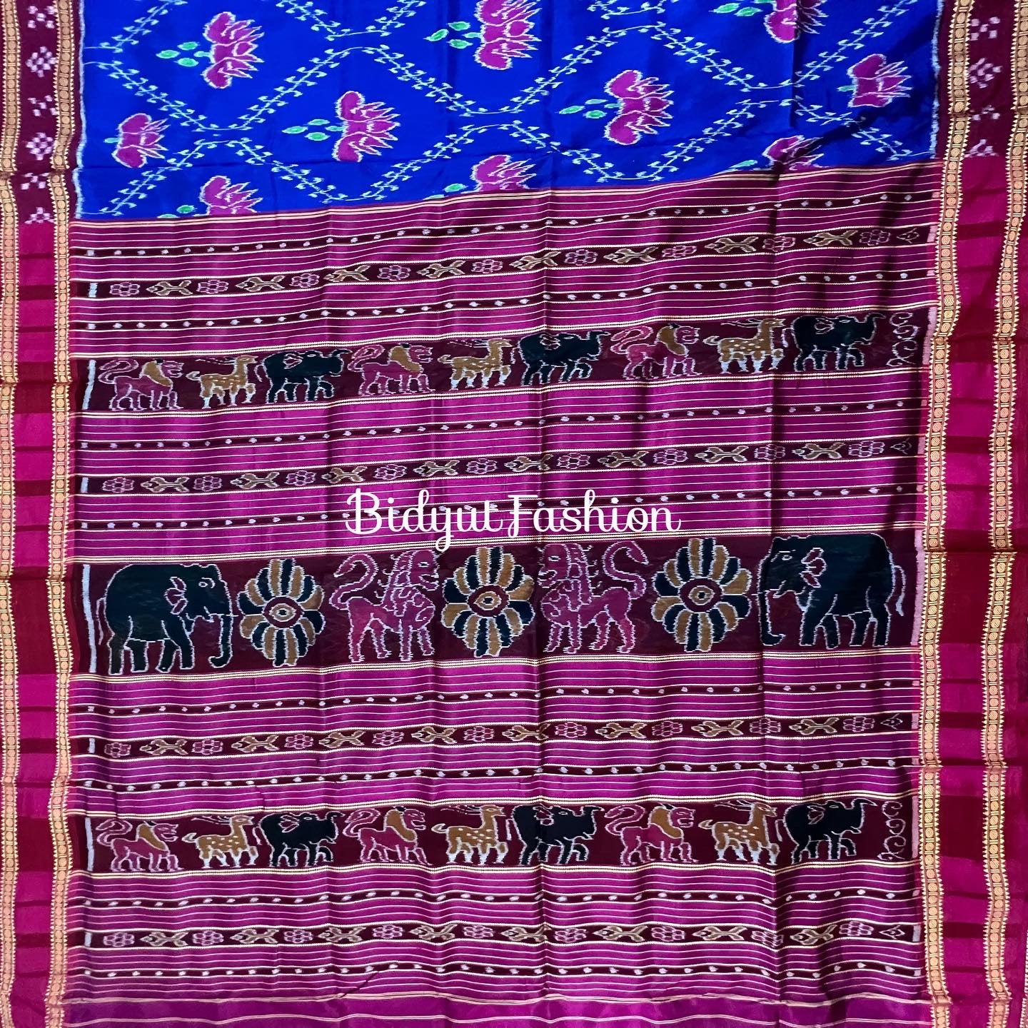 Lotus Motif Handloom Saree Online