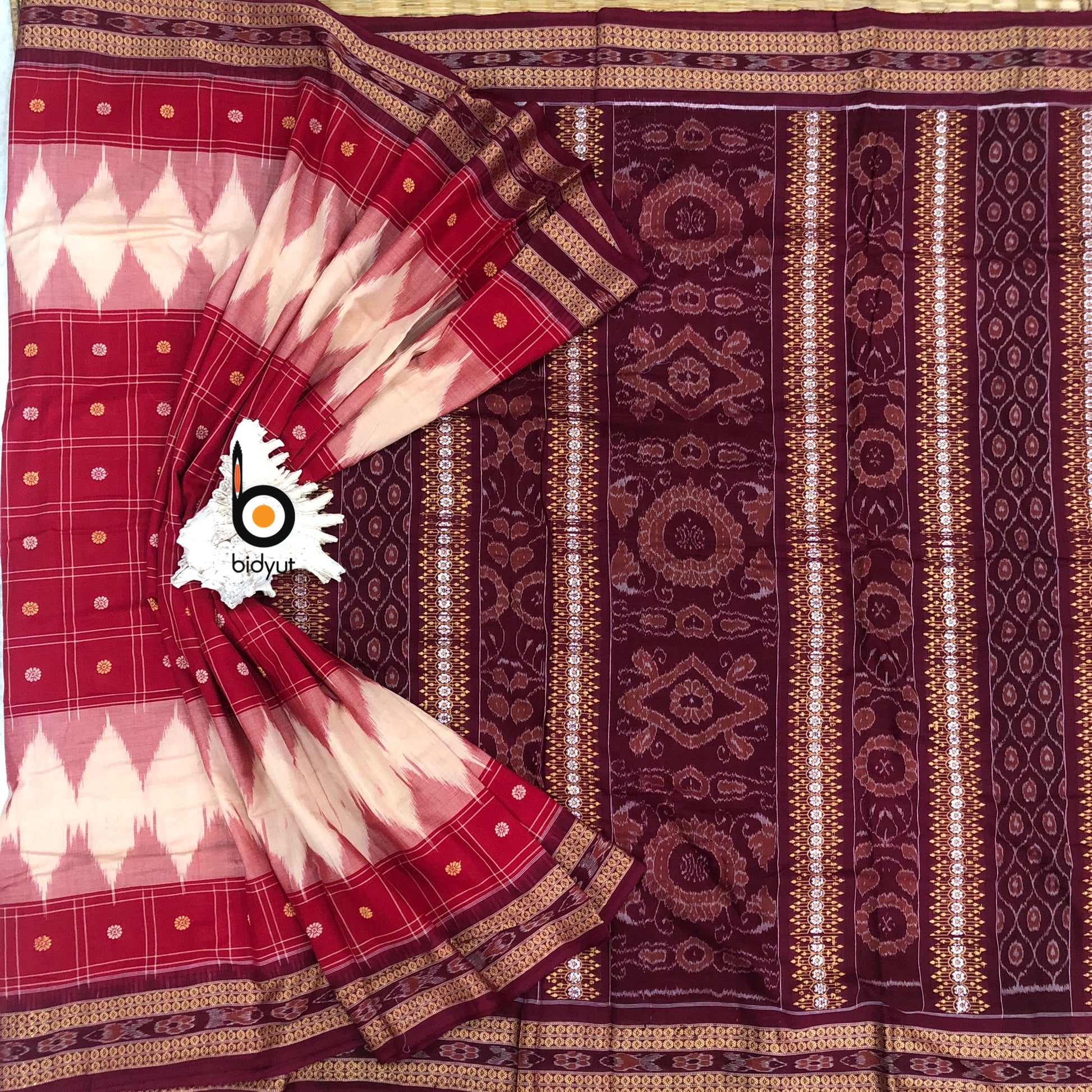 Sambalpuri Cotton Brown Saree